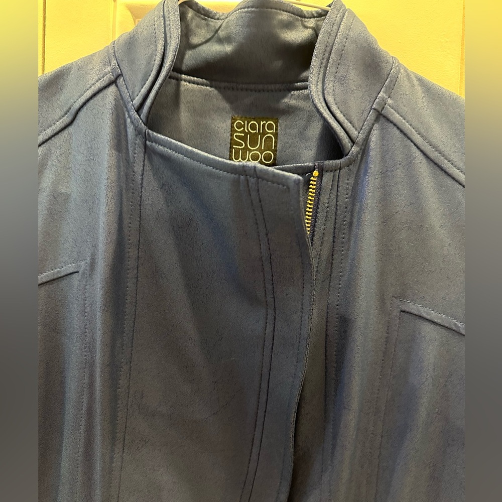 CLARA SUN WOO LIQUID LEATHER™ SIGNATURE JACKET - NAVY XS - Picture 4 of 6